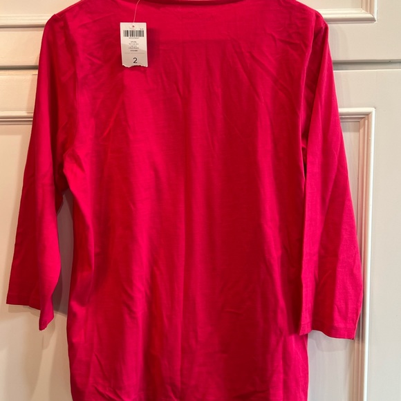 CHICO'S STRAWBERRY PINK PIN TUCK TOP 2 Large cotton beaded NWT New - Picture 11 of 12